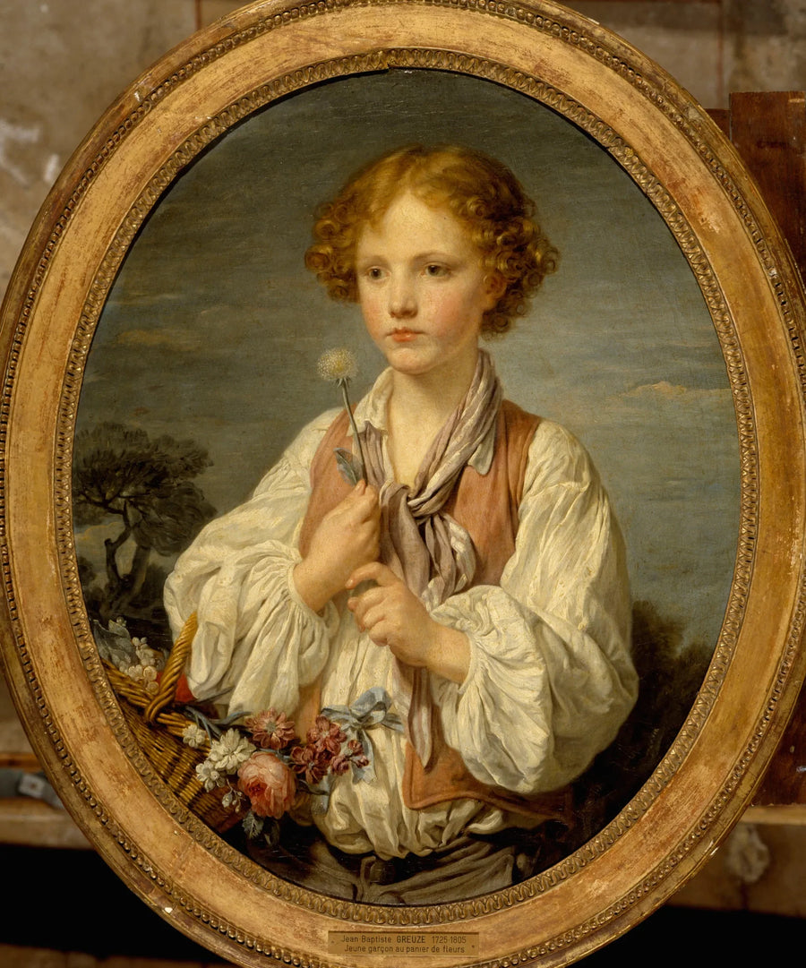Junger Hirte, der sein Glück versucht, um zu erfahren, ob er von seiner Schäferin geliebt wird - Jean-Baptiste Greuze