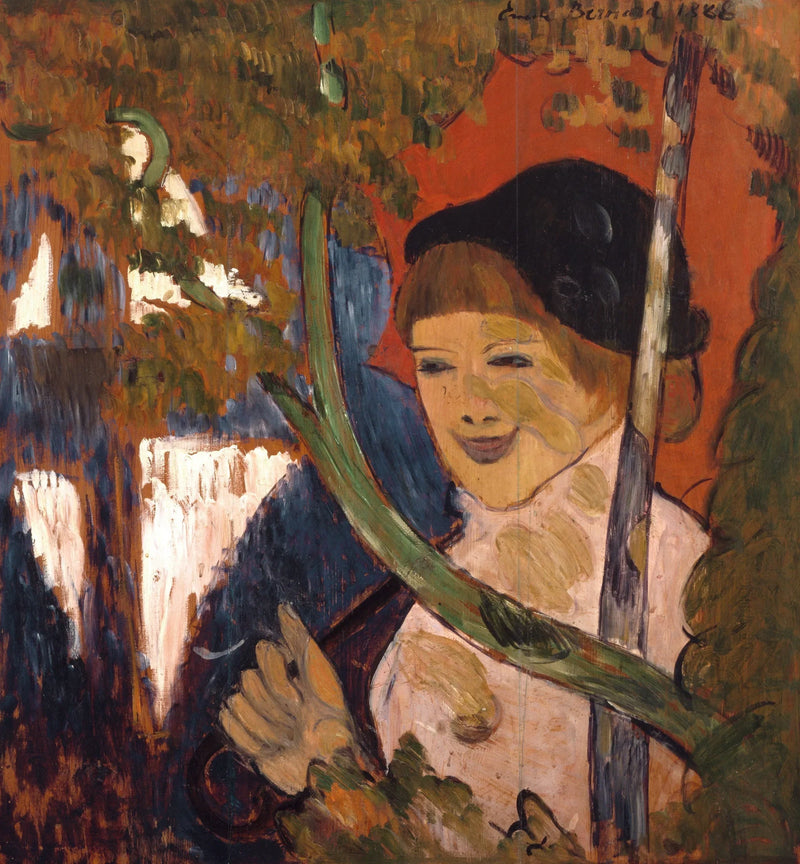 Junge Bretonin mit rotem Regenschirm - Émile Bernard