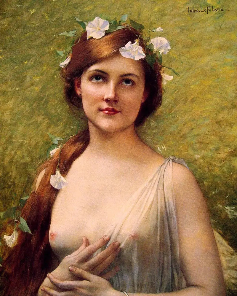 Junge Dame mit Blumen in den Haaren - Jules Lefebvre