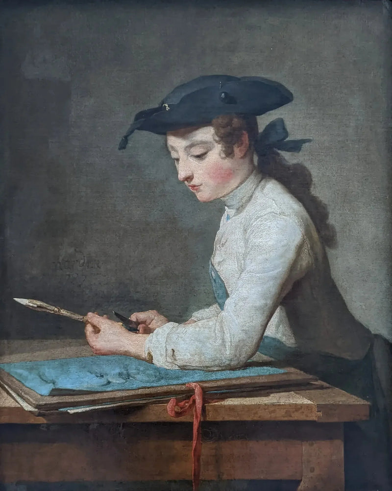 Junger Zeichner schneidet seinen Bleistift - Jean Siméon Chardin