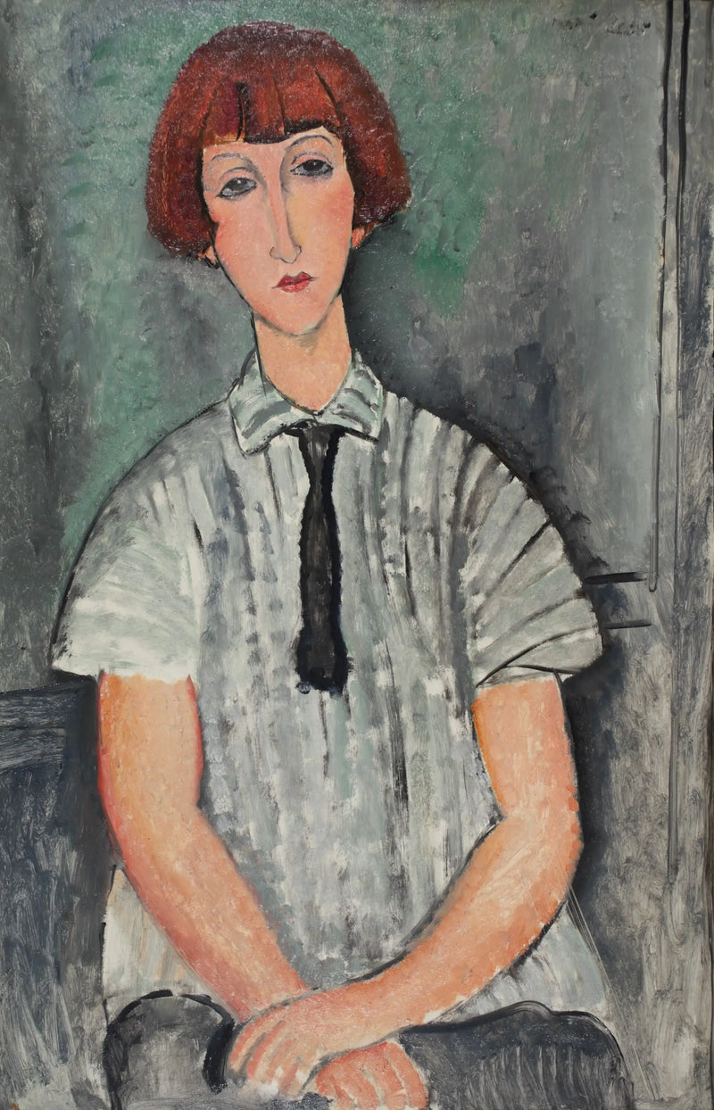 Junge Frau mit gestreiftem Hemd - Amedeo Modigliani
