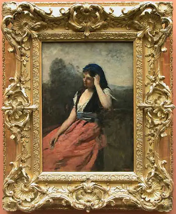 Junge Frau mit rosa Rock - Jean-Baptiste Camille Corot