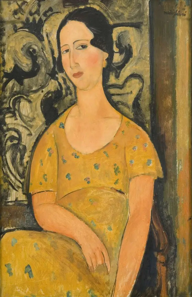 Junge Frau im gelben Kleid (Renée Modot) - Amedeo Modigliani
