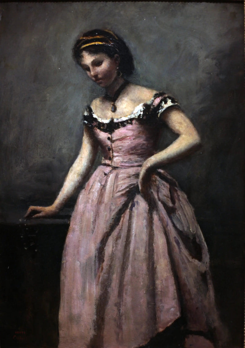 Junge Frau im rosa Kleid - Jean-Baptiste Camille Corot