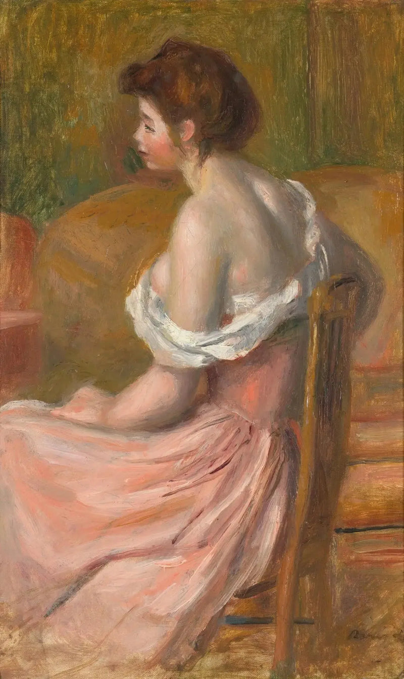 Junge Frau sitzt, Hals und Schultern unbedeckt - Pierre-Auguste Renoir