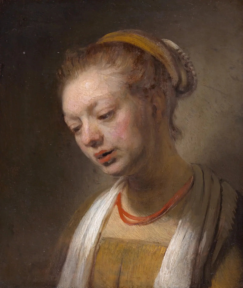 Junge Frau mit roter Halskette - Rembrandt
