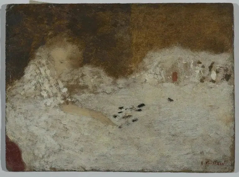 Junge Frau im Bett - Édouard Vuillard