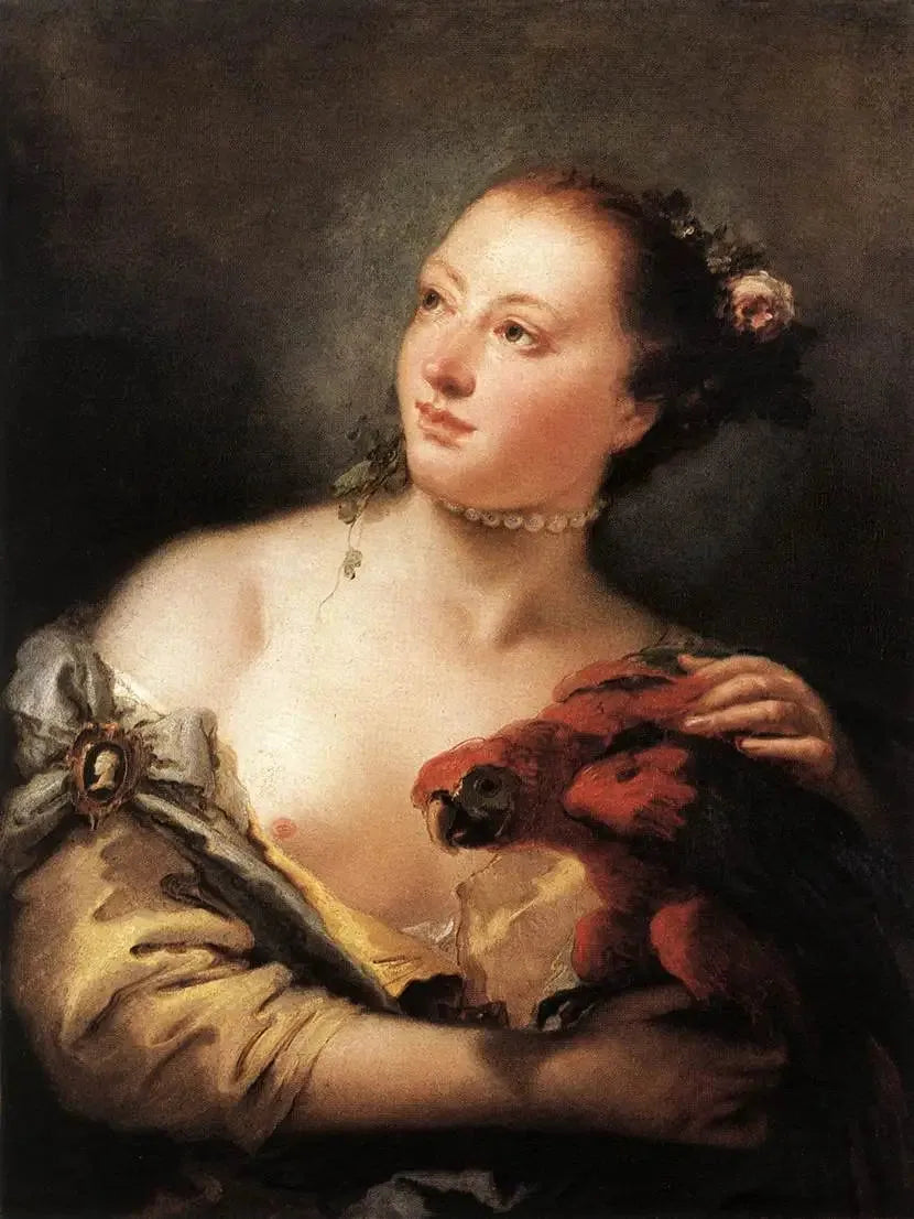 Junge Frau mit Papagei - Giovanni Battista Tiepolo