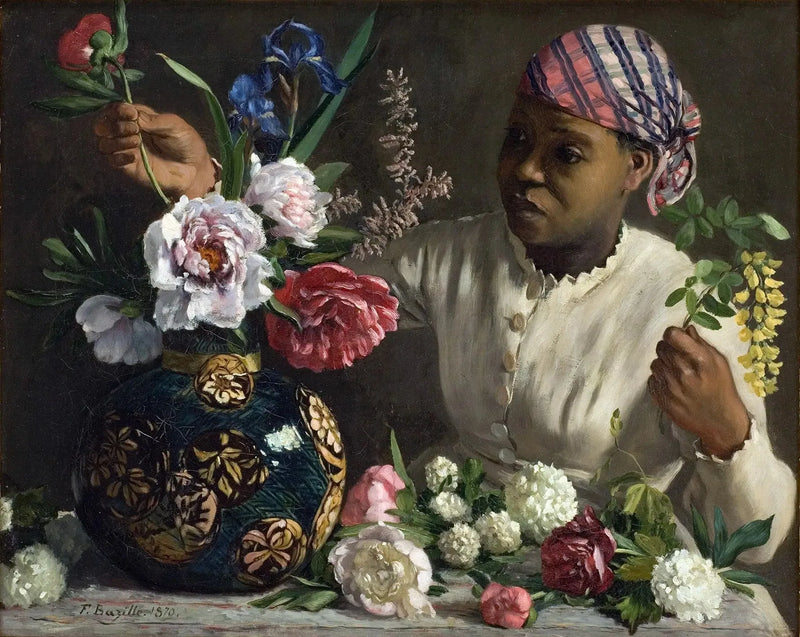 Junge Frau mit Pfingstrosen - Frédéric Bazille