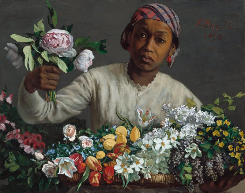 Junge Frau mit Pfingstrosen - Frédéric Bazille