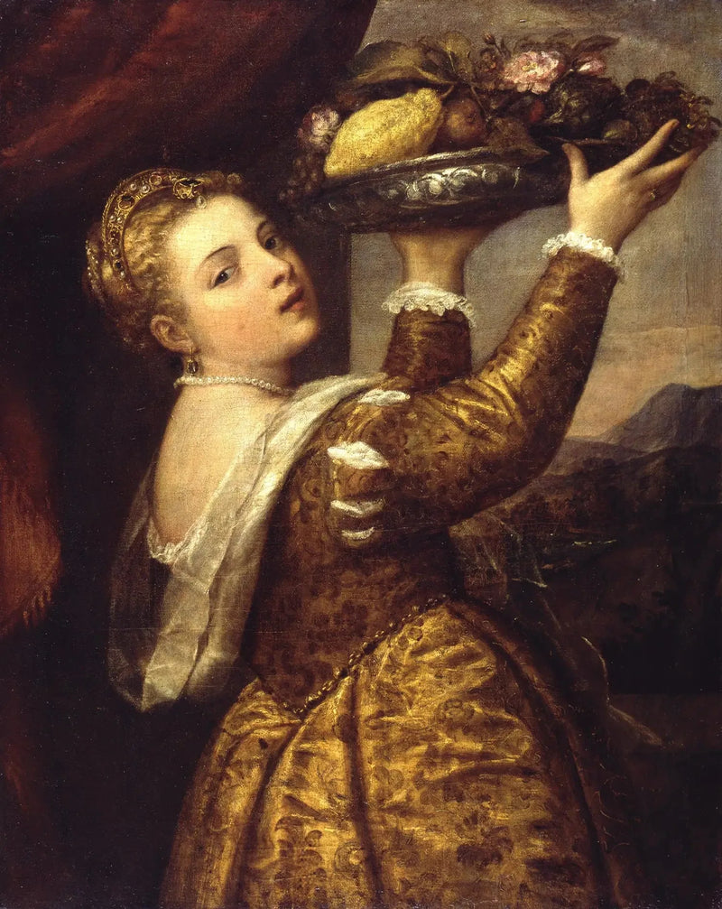 Junge Frau mit einem Obstteller - Titian