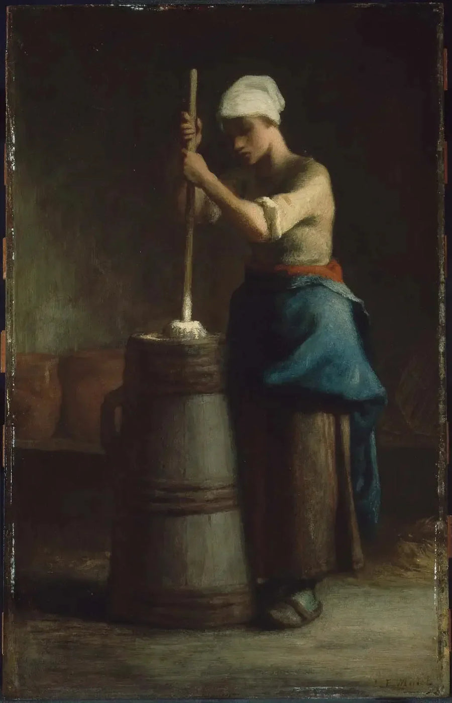 Junge Frau, die Butter schlägt - Jean-François Millet