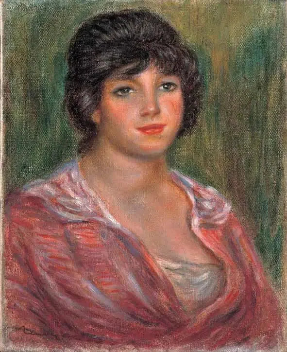 Junge brünette Frau mit roter Bluse (Colonna Romano) - Pierre-Auguste Renoir