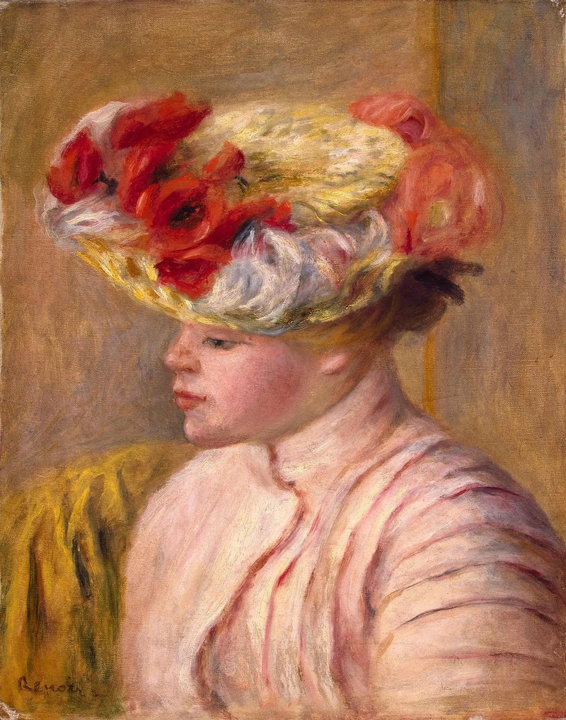 Junge Frau mit blumigem Hut - Pierre-Auguste Renoir