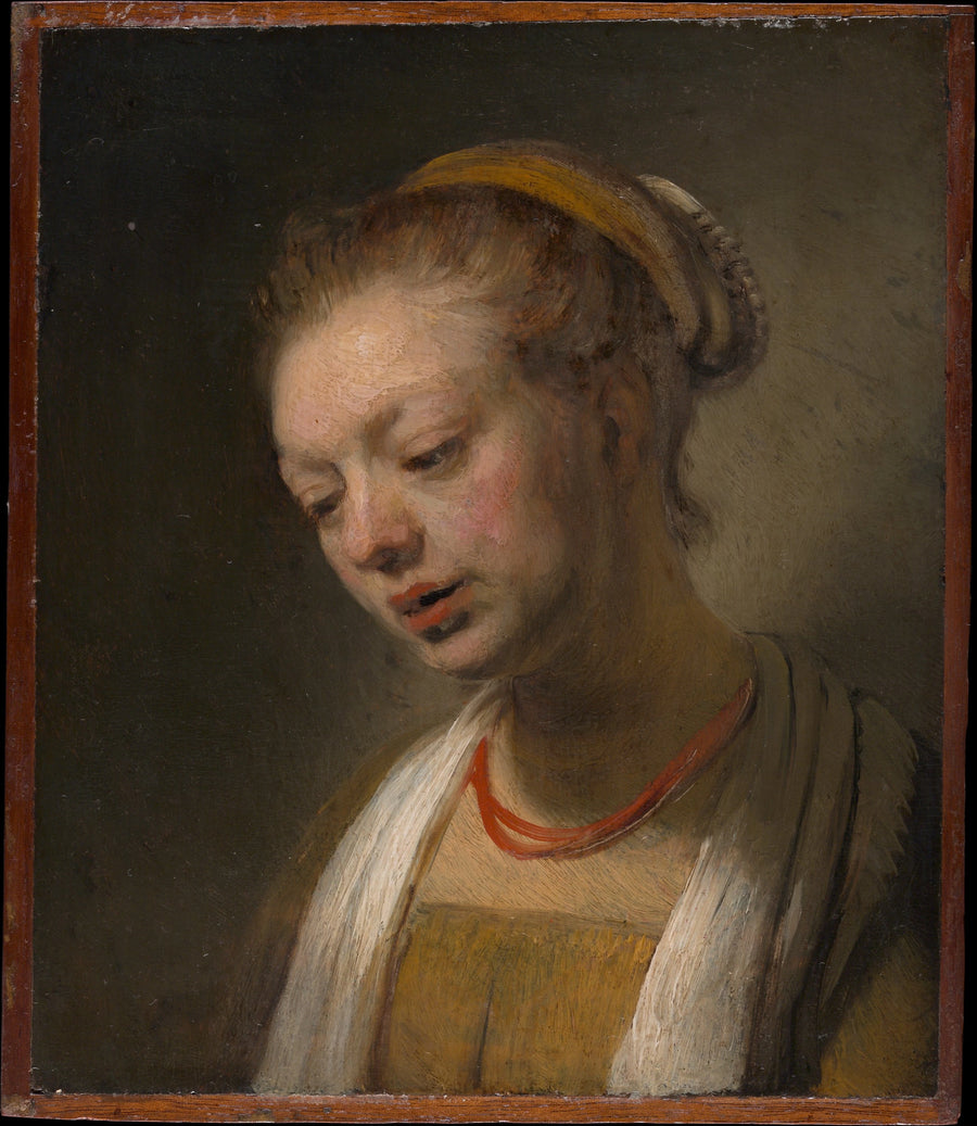 Junge Frau mit roter Halskette - Rembrandt