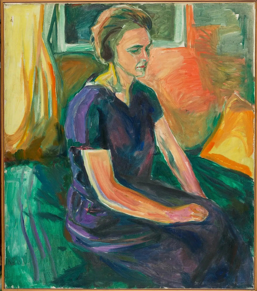 Junge Frau in einem blauen Kleid, sitzend - Edvard Munch