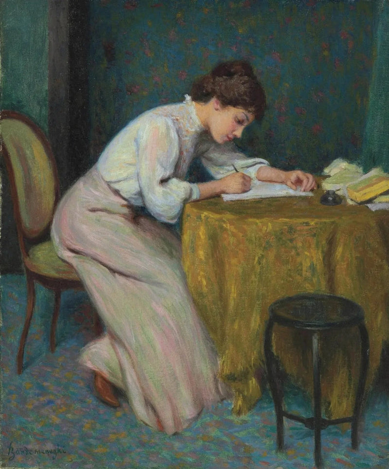 Junge Frau, die einen Brief schreibt - Federico Zandomeneghi