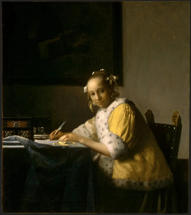 Junge Frau, die einen Brief schreibt - Johannes Vermeer