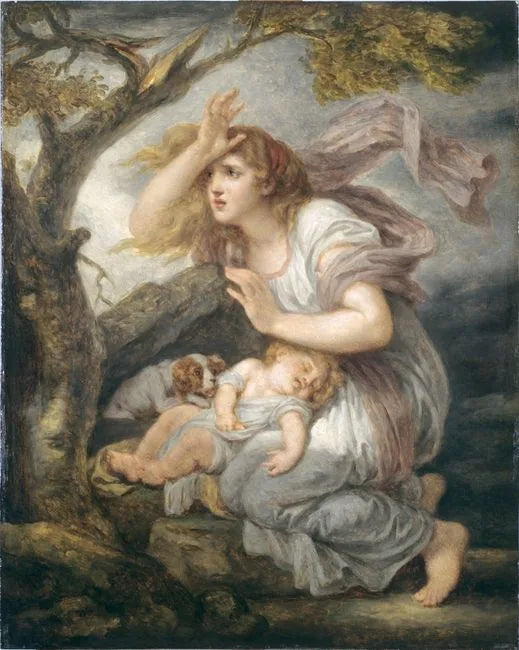 Junge Frau erschrocken vom Gewitter - Jean-Baptiste Greuze
