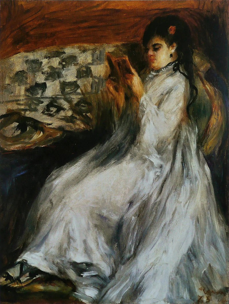 Junge Frau in Weiß beim Lesen - Pierre-Auguste Renoir