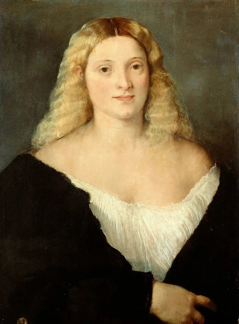 Junge Frau in schwarzem Kleid - Titian