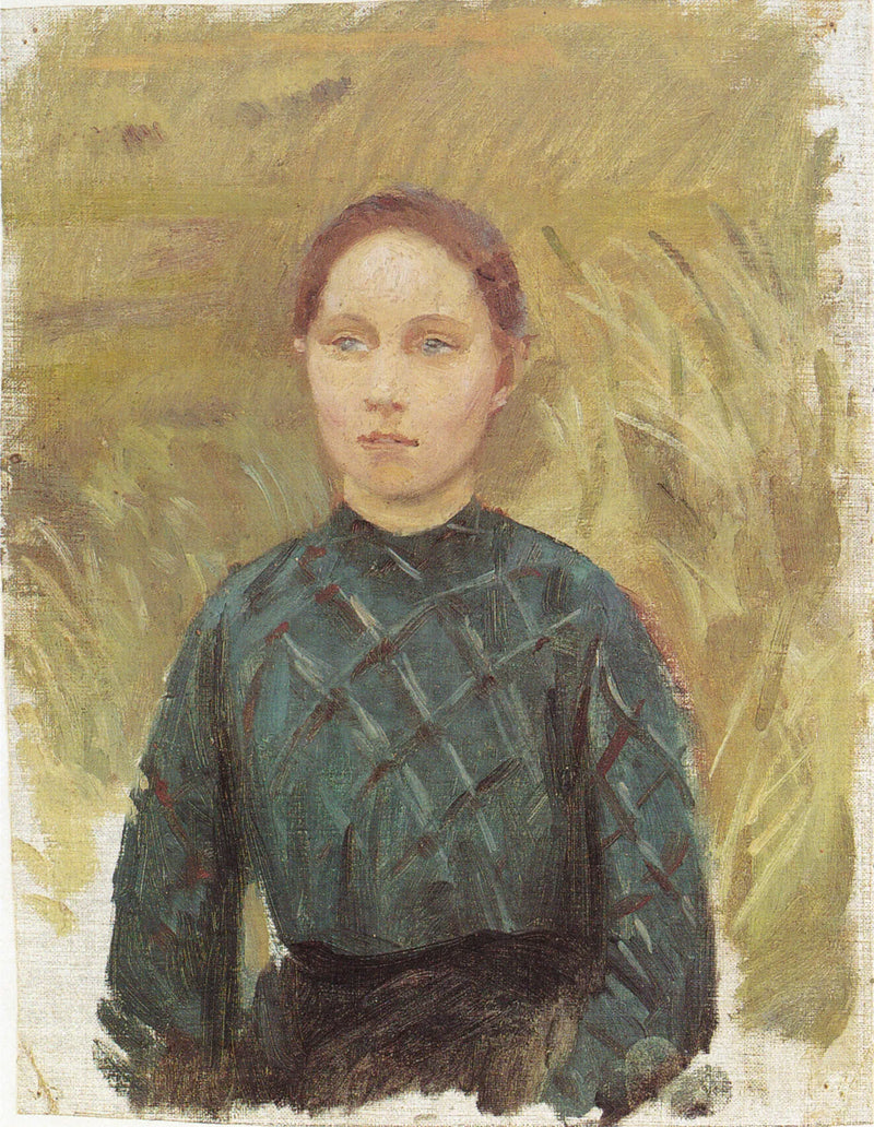 Junge Frau in einem grünen Kleid, sitzend in den Dünen - Anna Ancher