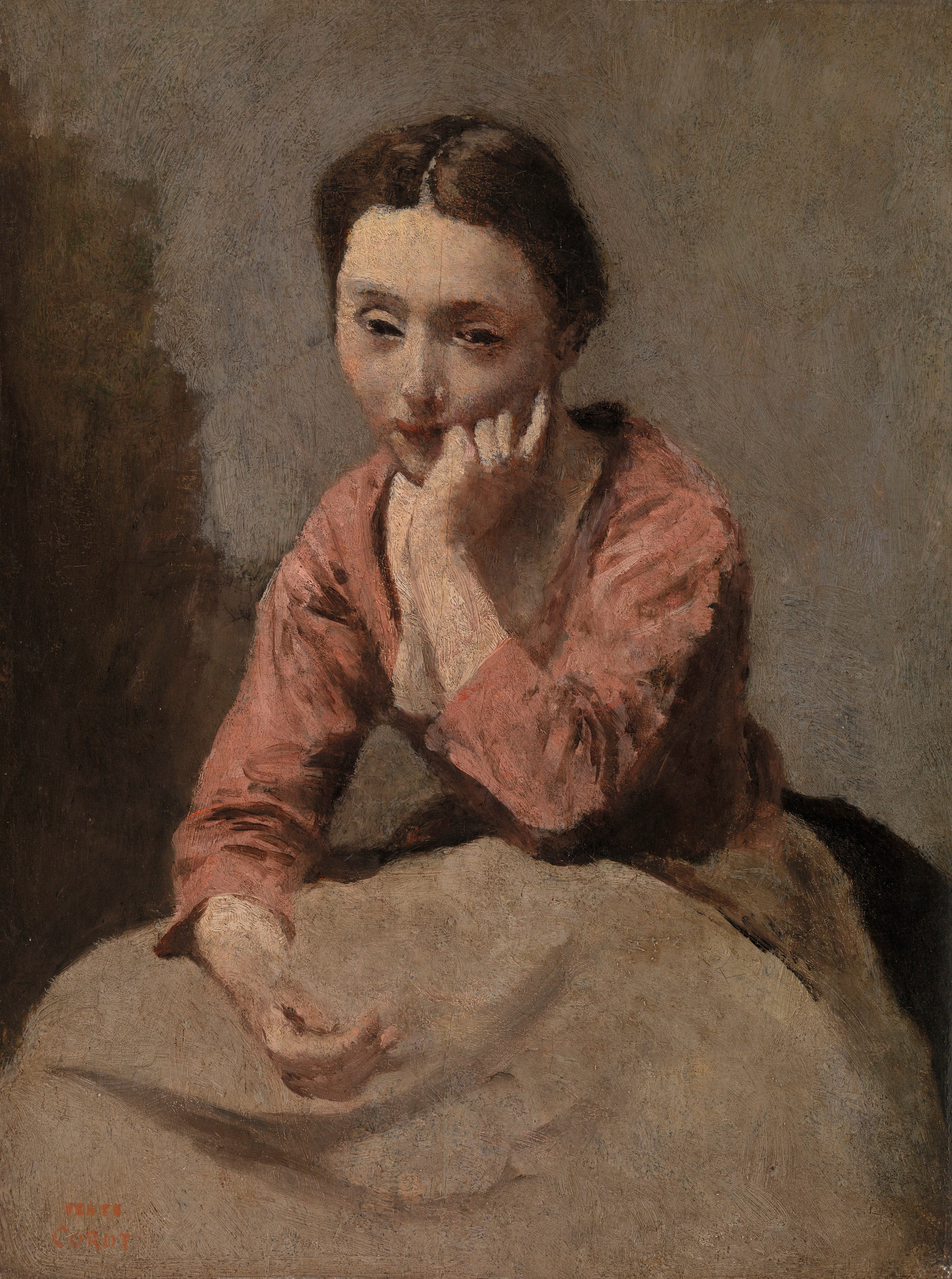 Nachdenkliche junge Frau - Jean-Baptiste Camille Corot