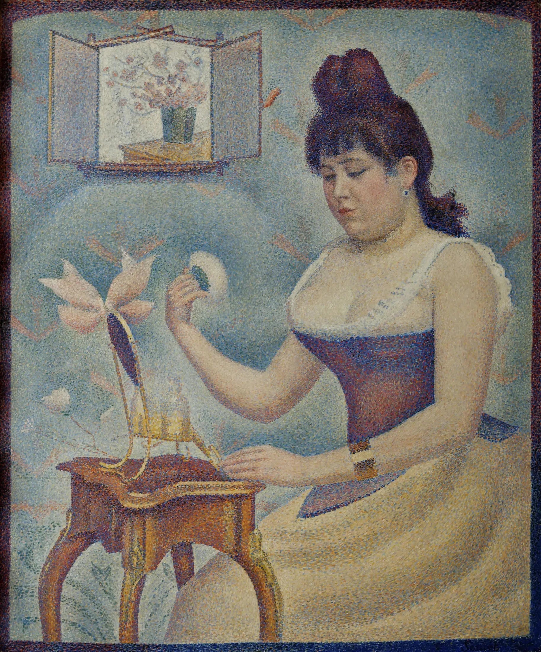Jeune femme se poudrant - Georges Seurat image 1 reproduction artisanale de tableau