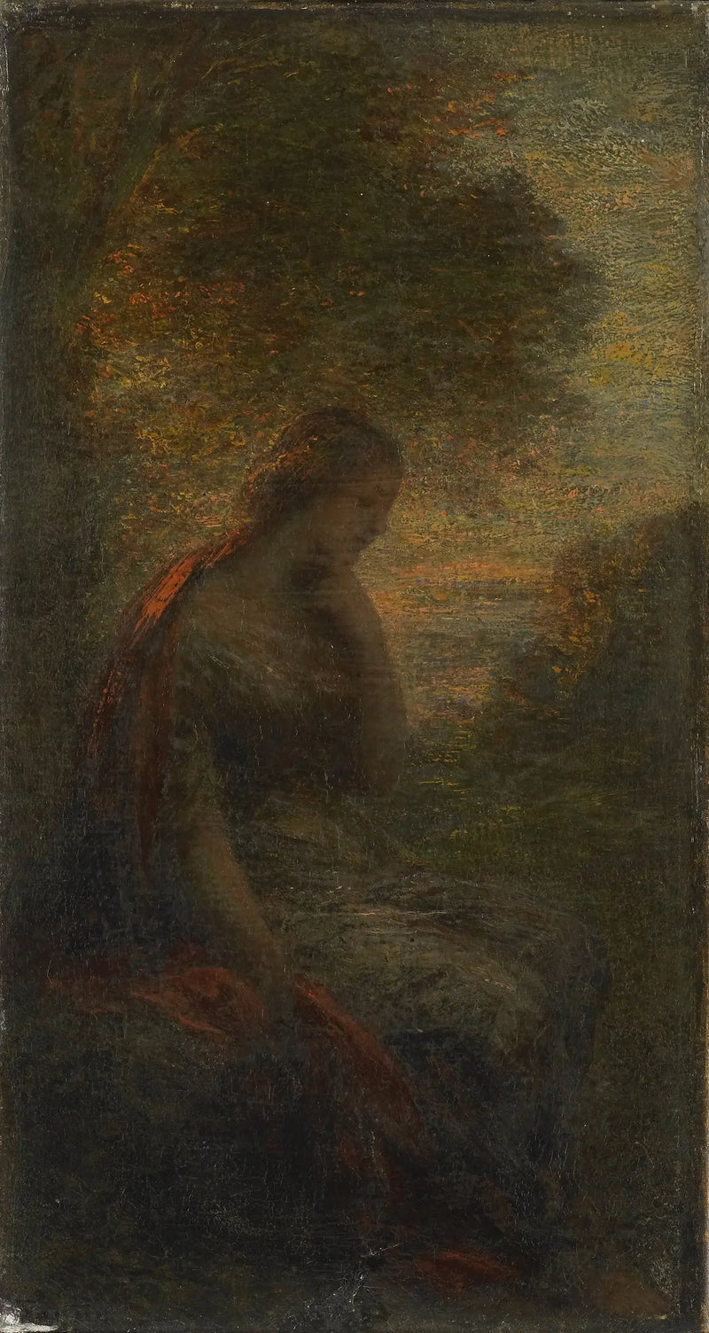 Junge Frau unter einem Baum bei Sonnenuntergang, genannt « Automne » - Henri Fantin-Latour