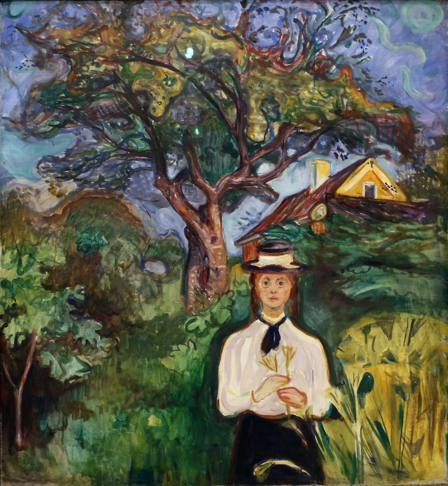 Junge Frau unter einem Apfelbaum - Edvard Munch