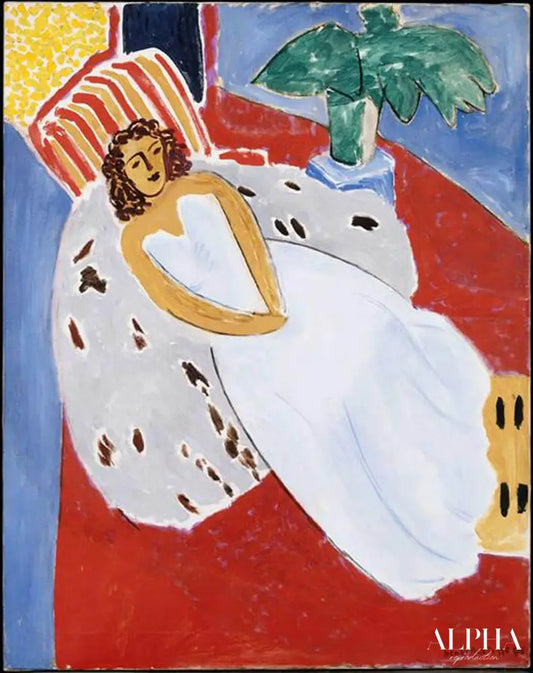 Jeune femme sur fond blanc et rouge - Matisse - Reproductions de tableaux et peintures haut de gamme