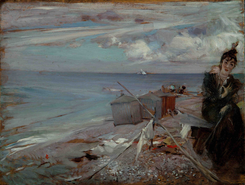 Junge Frau am Strand von Ostende - Giovanni Boldini