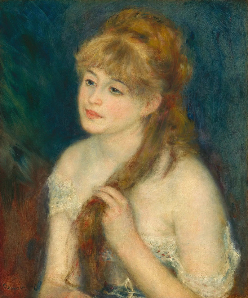Junge Frau, die ihr Haar flechtet - Pierre-Auguste Renoir