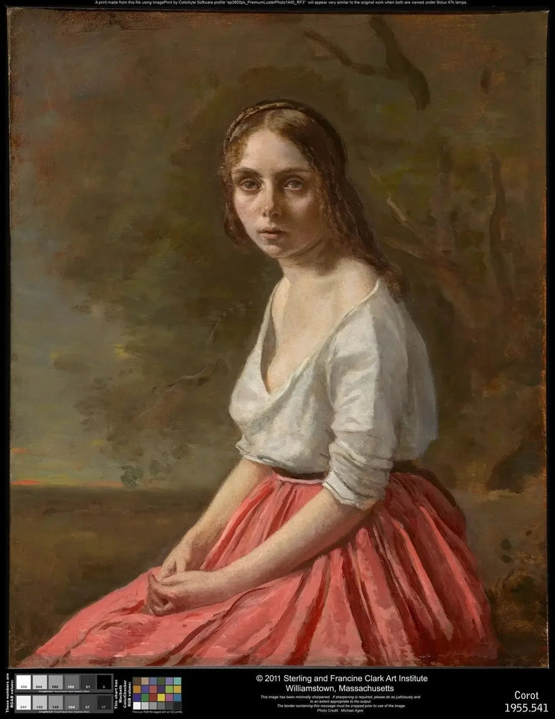 Junge Frau mit rosa Rock - Jean-Baptiste Camille Corot