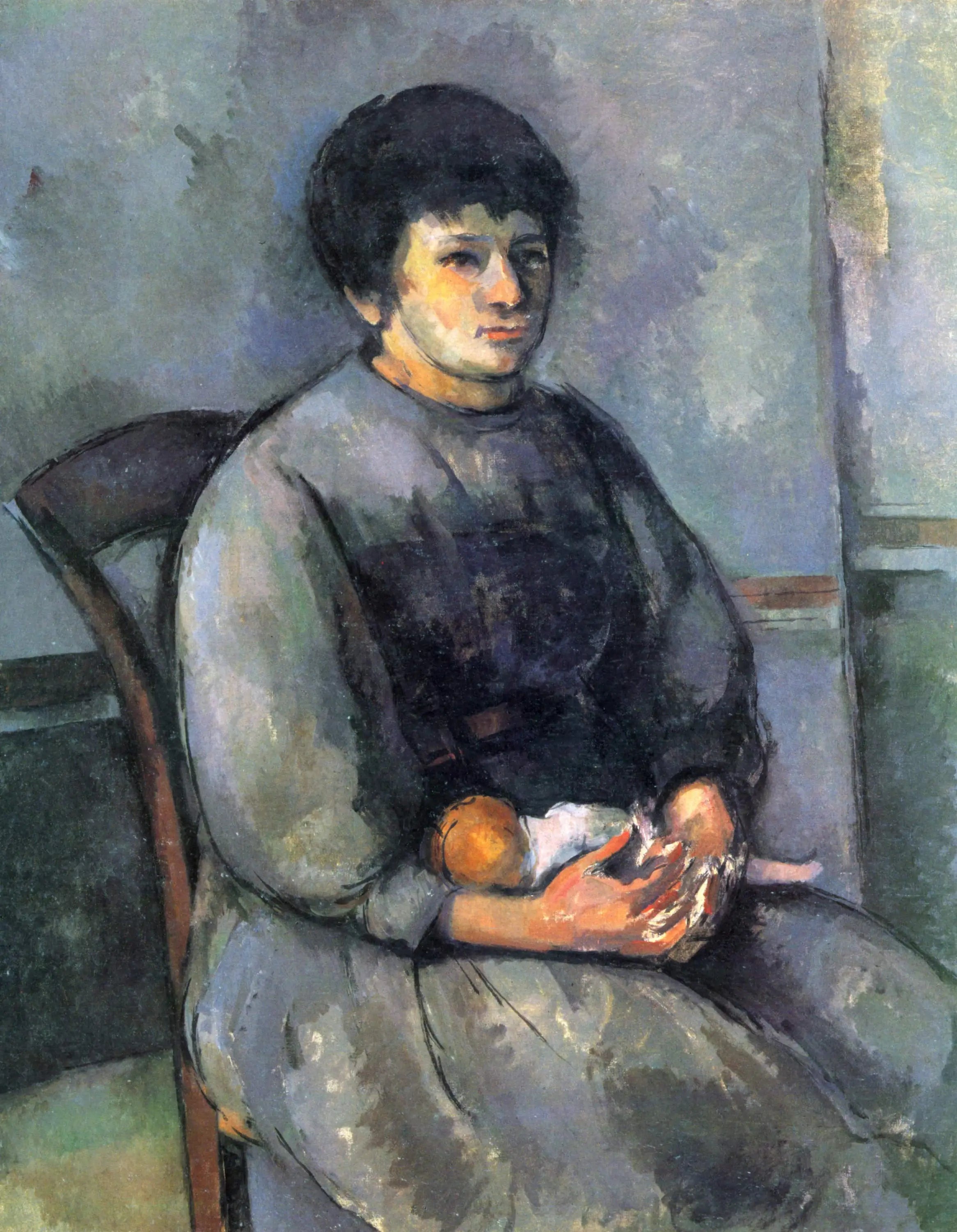 Jeune fille à la poupée - Paul Cézanne image 1 copie de tableau peinte à la main