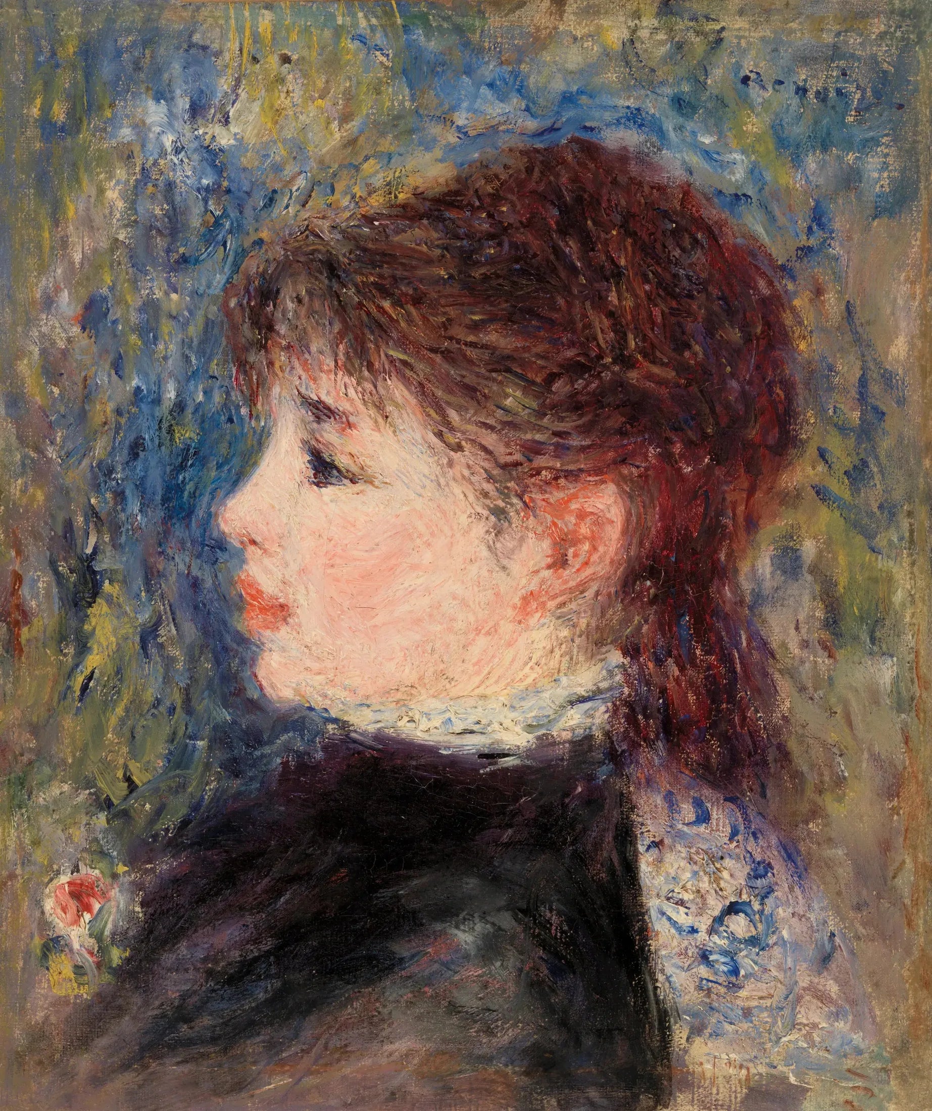 Jeune fille à la rose - Pierre-Auguste Renoir image 1 reproduction artisanale de tableau