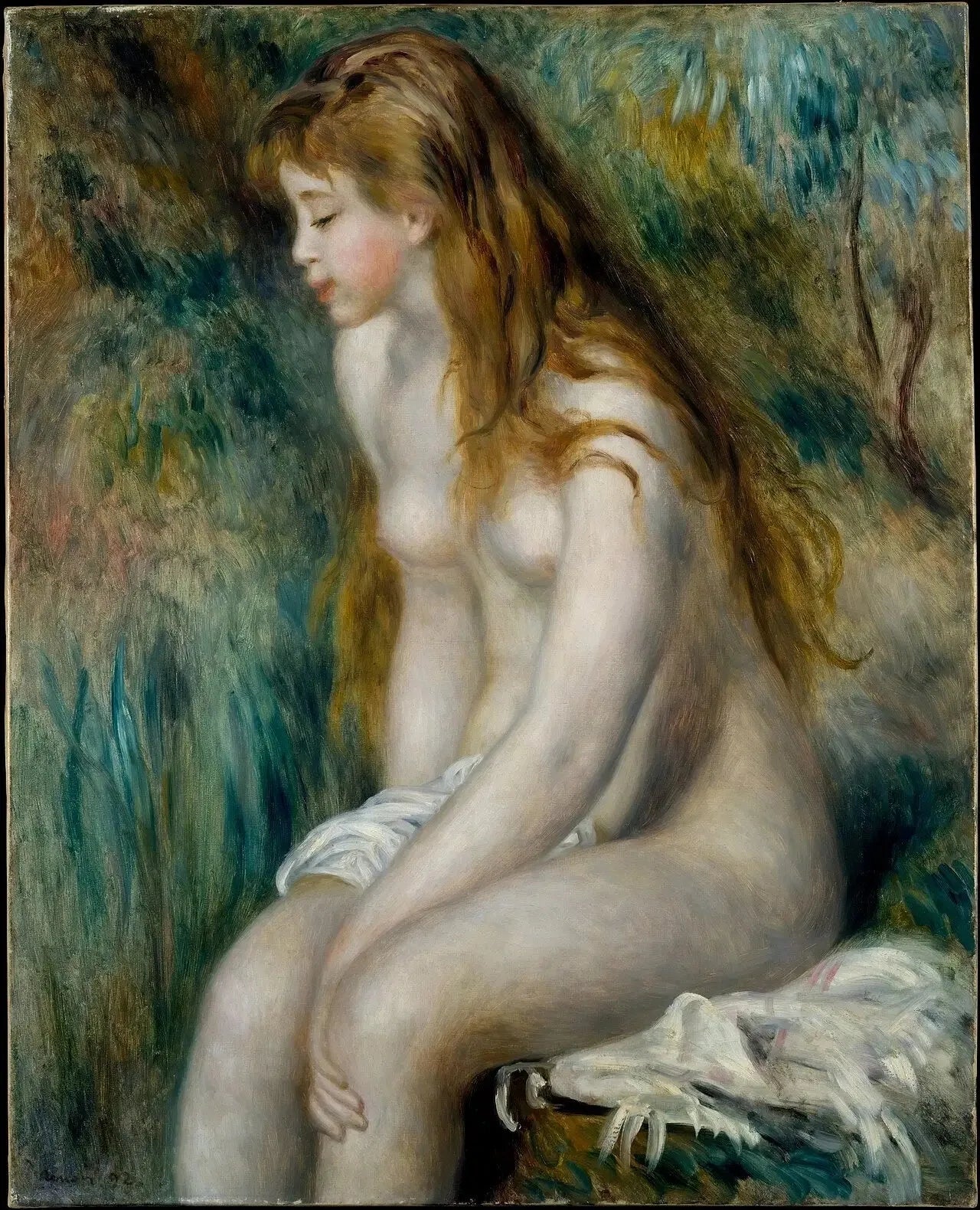 Jeune Fille au bain - Pierre-Auguste Renoir image 1 reproduction de peinture à l’huile