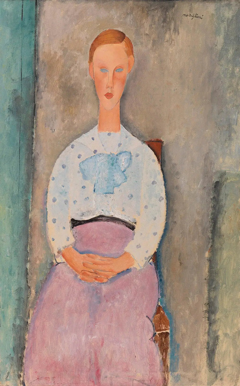 Mädchen mit gepunktetem Oberteil - Amedeo Modigliani