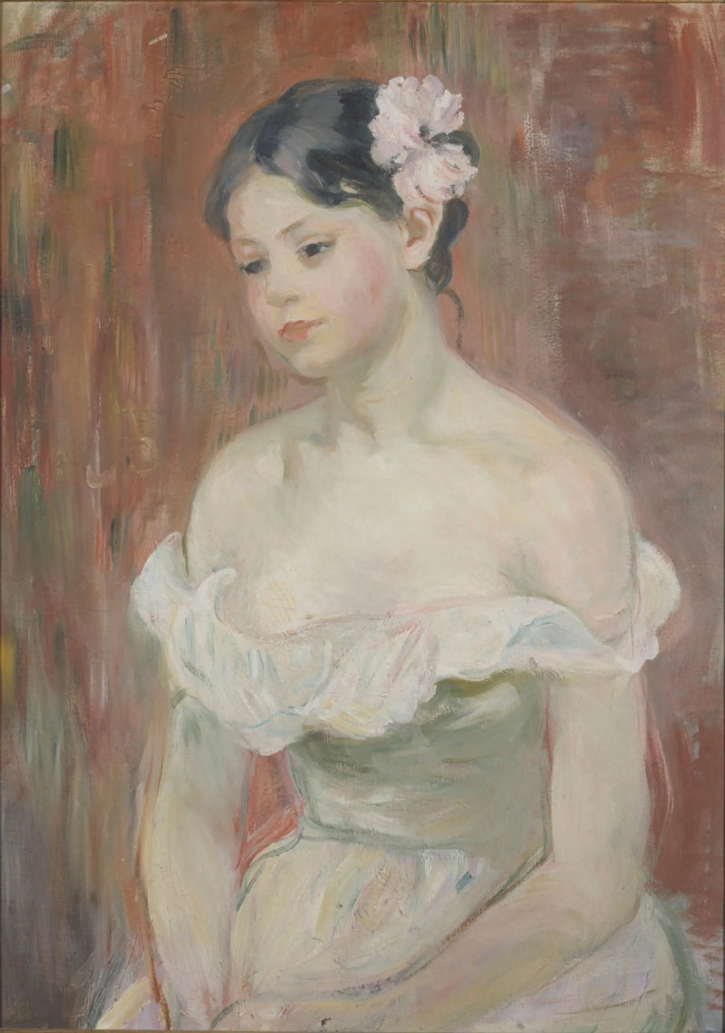 Mädchen mit Dekolleté, die Blume im Haar - Berthe Morisot