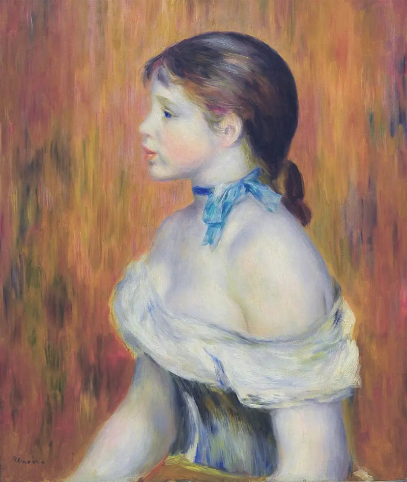 Junges Mädchen mit blauem Band - Pierre-Auguste Renoir