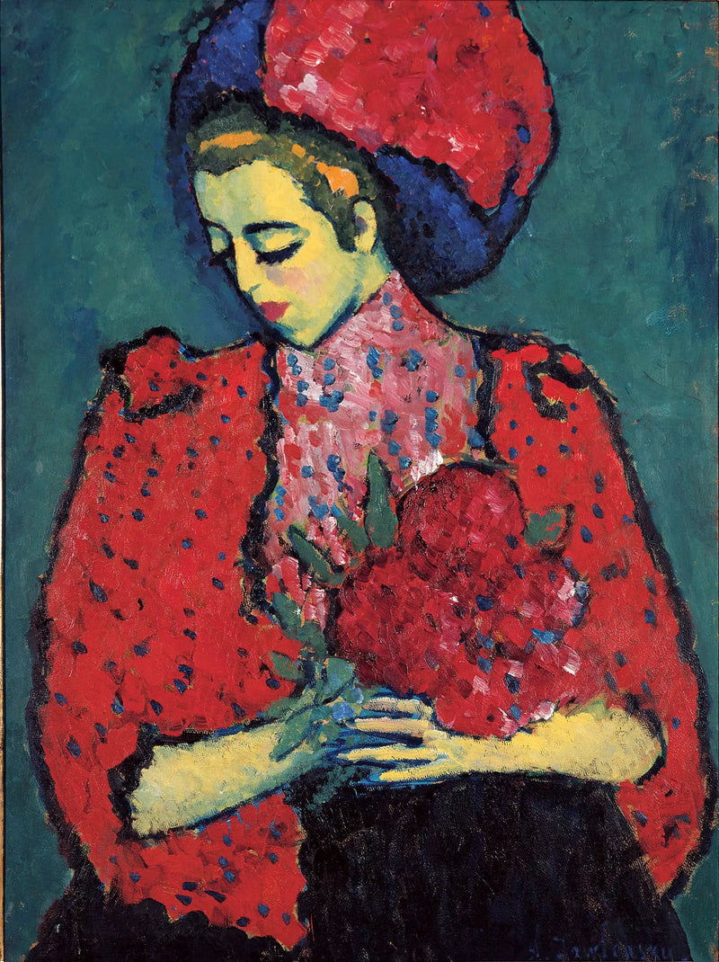 Junge Frau mit Pfingstrosen - Alexej von Jawlensky