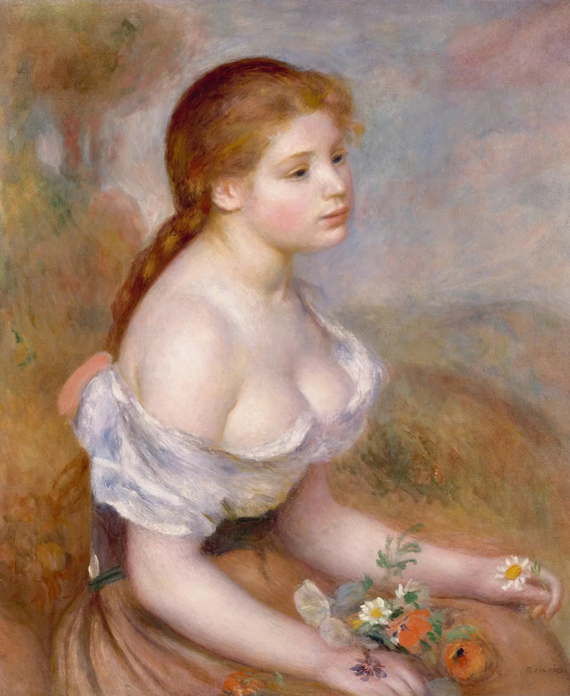 Junges Mädchen mit Gänseblümchen - Pierre-Auguste Renoir
