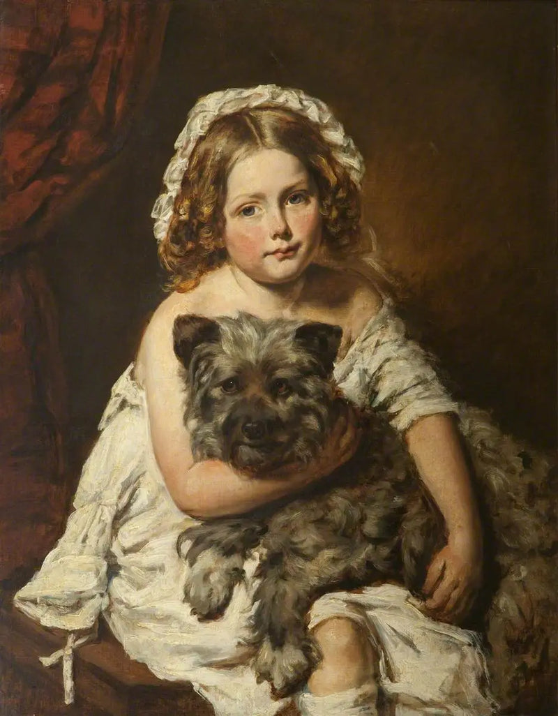 Junge Mädchen mit einem Hund - Edwin Henry Landseer