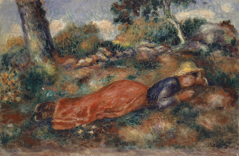 Mädchen, das auf dem Gras liegt - Pierre-Auguste Renoir