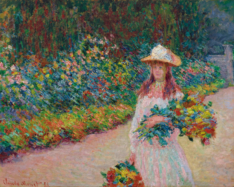 Junges Mädchen im Garten von Giverny - Claude Monet