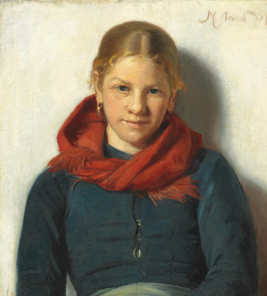 Junges Mädchen aus Skagen, gekleidet in einen roten Schal. – Michael Peter Ancher