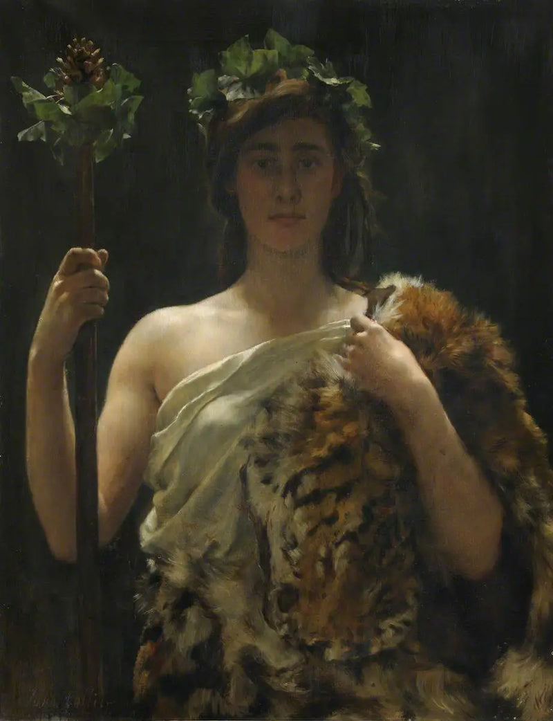 Junges Mädchen in ein Tigerfell gehüllt (früher Bacchus genannt) - John Collier