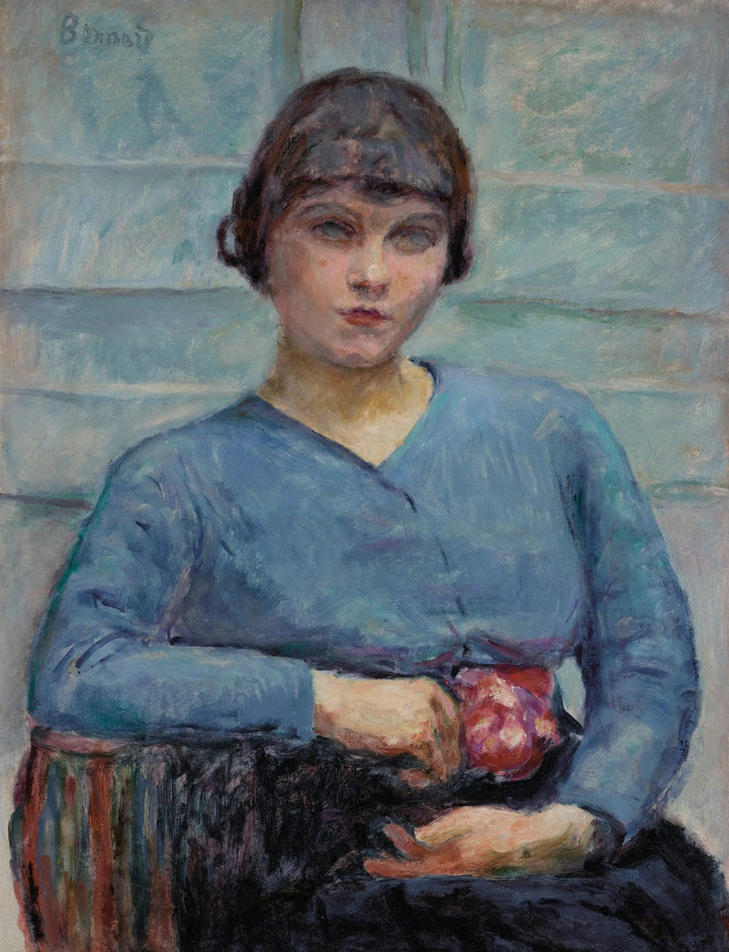 Junges Mädchen in Blau, mit der Rose - Pierre Bonnard