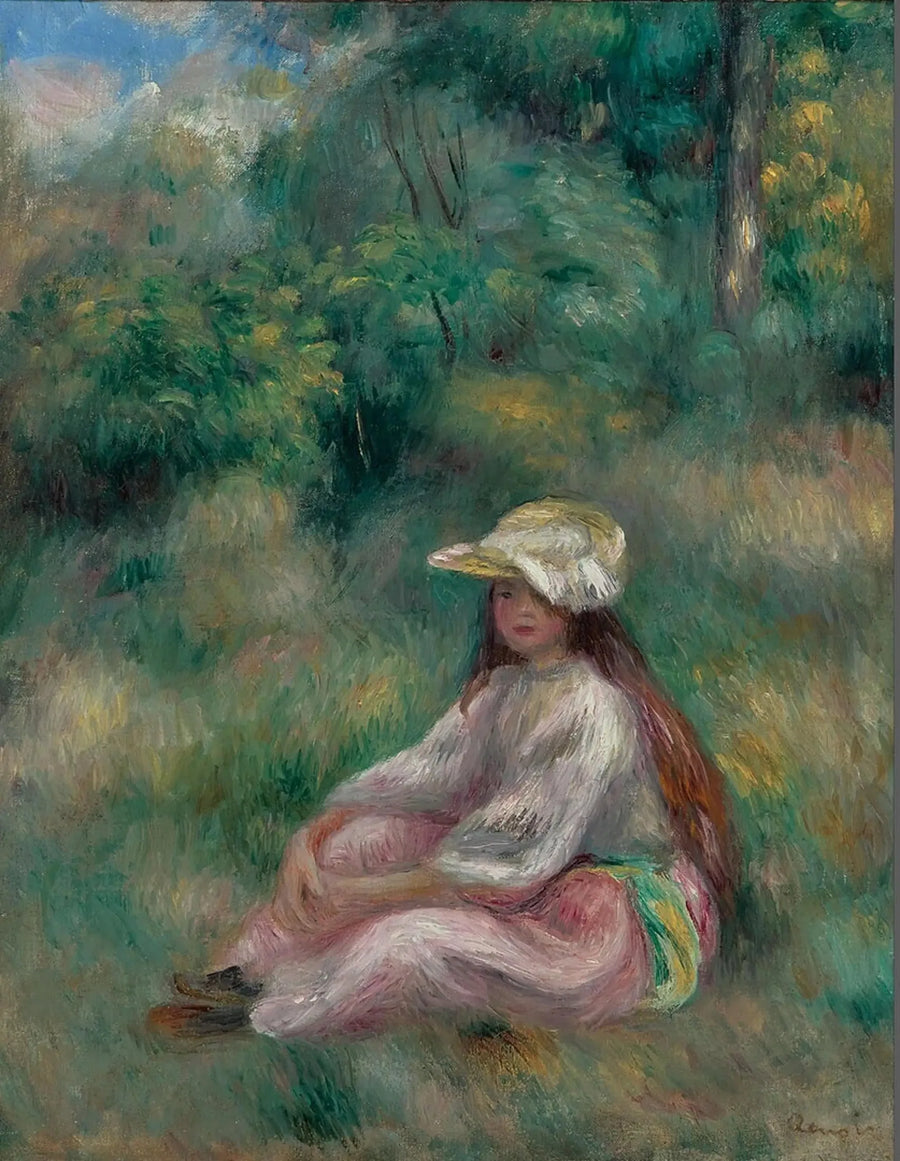 Mädchen in Rosa in einer Landschaft - Pierre-Auguste Renoir