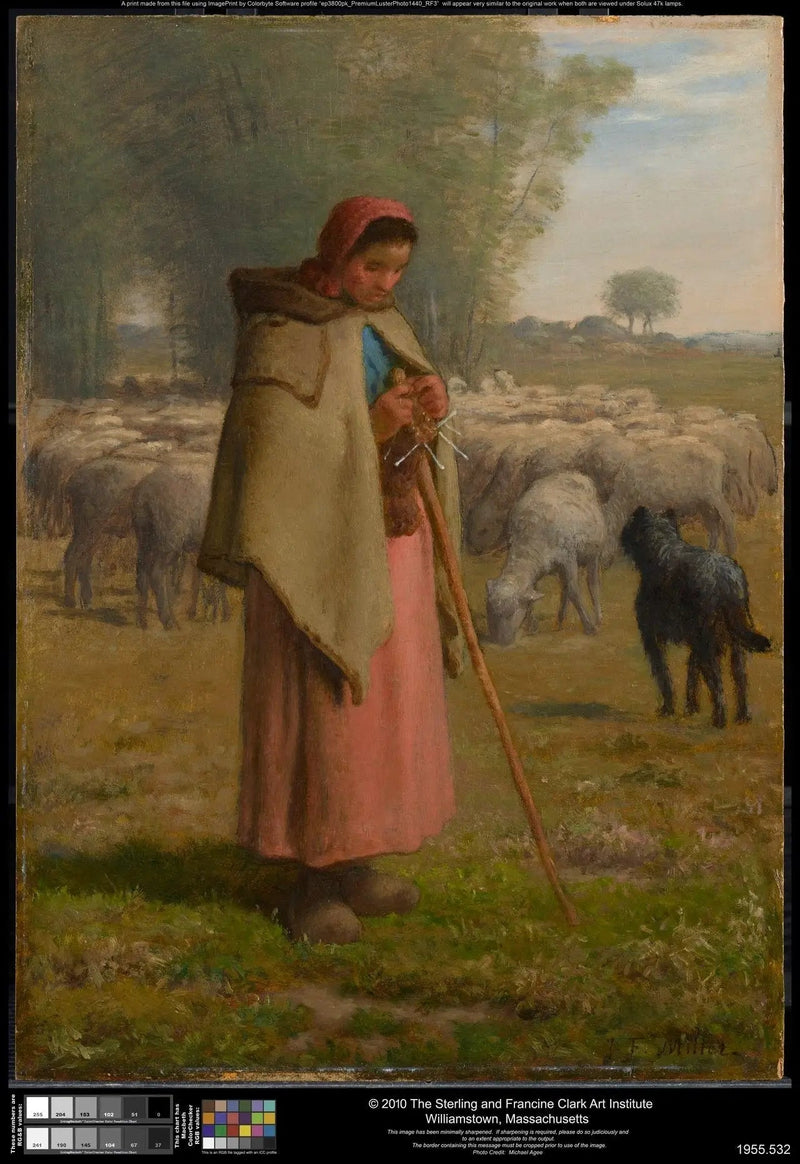 Junge Mädchen, das ihre Schafe hütet - Jean-François Millet